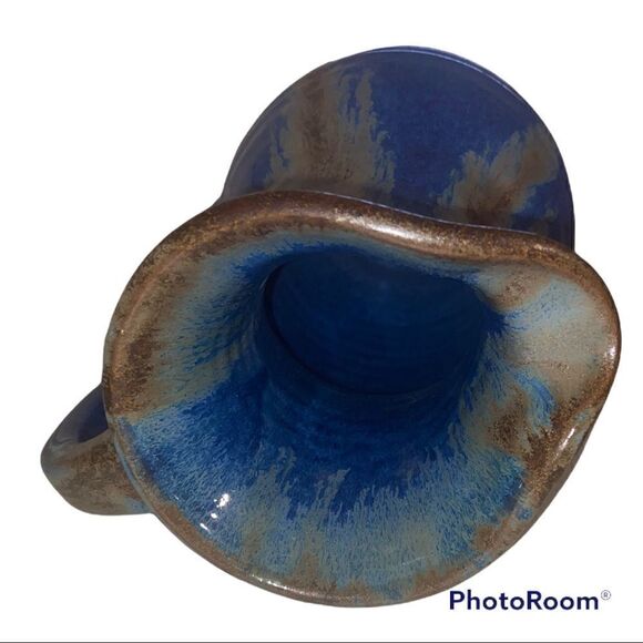 Signed Pigeon River Pottery Tall Pitcher- COBALT BLUE Glazed with Drip - Picture 9 of 13
